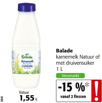 Promotions Balade karnemelk natuur of met druivensuiker - Balade - Valide de 07/11/2018 à 20/11/2018 chez Colruyt