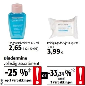 Promoties Diadermine volledig assortiment - Diadermine - Geldig van 07/11/2018 tot 20/11/2018 bij Colruyt