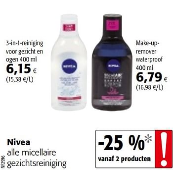 Promoties Nivea alle micellaire gezichtsreiniging - Nivea - Geldig van 07/11/2018 tot 20/11/2018 bij Colruyt