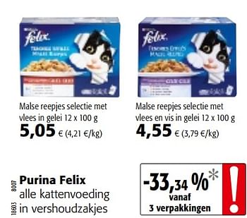 Promoties Purina felix alle kattenvoeding in vershoudzakjes - Purina - Geldig van 07/11/2018 tot 20/11/2018 bij Colruyt