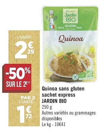 Promotions Quinoa sans gluten sachet express jardin bio - Jardin Bio - Valide de 13/11/2018 à 25/11/2018 chez Géant Casino