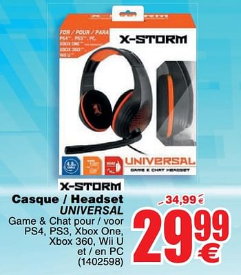 Promoties Xstorm casque - headset universal - Xstorm - Geldig van 13/11/2018 tot 26/11/2018 bij Cora