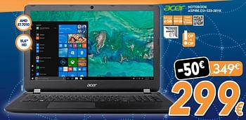 Promoties Acer notebook aspire es1-523-28yk - Acer - Geldig van 19/11/2018 tot 26/11/2018 bij Krefel