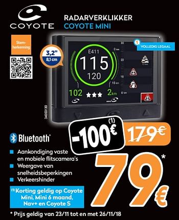 Promoties Coyote radarverklikker coyote mini - Coyote - Geldig van 19/11/2018 tot 26/11/2018 bij Krefel