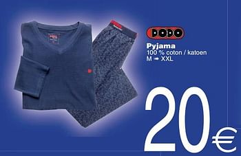 Promoties Pyjama - DoDo - Geldig van 13/11/2018 tot 26/11/2018 bij Cora