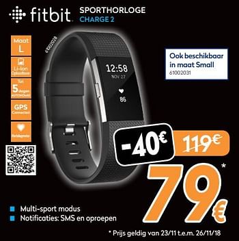 Promoties Fitbit sporthorloge charge 2 - Fitbit - Geldig van 19/11/2018 tot 26/11/2018 bij Krefel