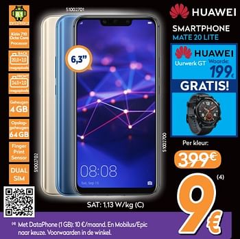 Promoties Huawei smartphone mate 20 lite - Huawei - Geldig van 19/11/2018 tot 26/11/2018 bij Krefel