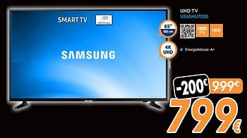 Promoties Samsung uhd tv ue65nu7020 - Samsung - Geldig van 19/11/2018 tot 26/11/2018 bij Krefel