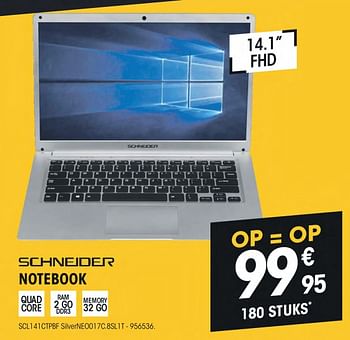 Promoties Schneider notebook scl141ctpbf silverneo017c.8sl1t - Schneider - Geldig van 22/11/2018 tot 27/11/2018 bij Electro Depot