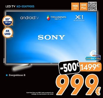 Promoties Sony led tv kd-55xf9005 - Sony - Geldig van 19/11/2018 tot 26/11/2018 bij Krefel