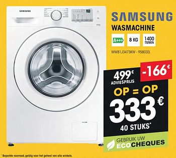 Promoties Samsung wasmachine ww81j3473kw - Samsung - Geldig van 22/11/2018 tot 27/11/2018 bij Electro Depot