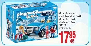 Promotions Avec coffre de toit met dakkoffer 9281 - Playmobil - Valide de 13/11/2018 à 26/11/2018 chez Cora