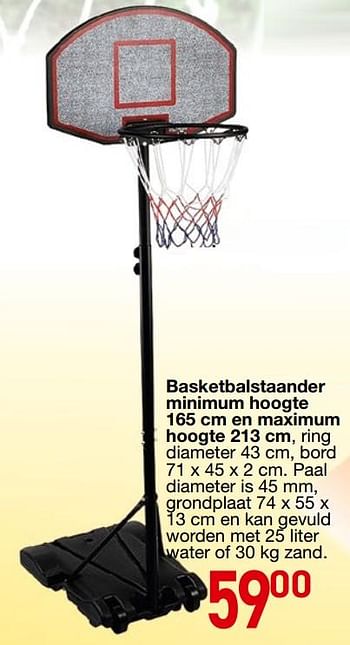 Promoties Basketbalstaander minimum hoogte en maximum hoogte - Huismerk - Multi-Land - Geldig van 25/10/2018 tot 06/12/2018 bij Multi-Land