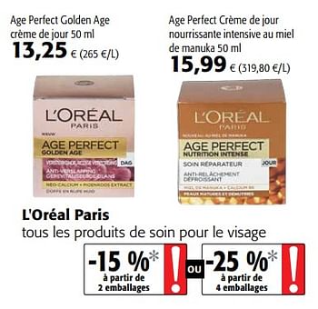Promotions L`oréal paris tous les produits de soin pour le visage - L'Oreal Paris - Valide de 07/11/2018 à 20/11/2018 chez Colruyt