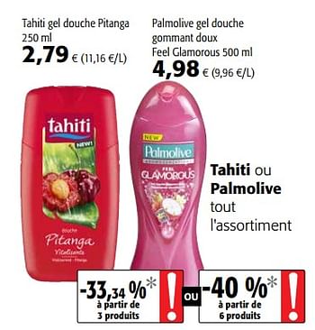 Promotions Tahiti ou palmolive tout l`assortiment - Produit maison - Colruyt - Valide de 07/11/2018 à 20/11/2018 chez Colruyt