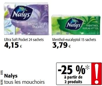 Promotions Nalys tous les mouchoirs - Nalys - Valide de 07/11/2018 à 20/11/2018 chez Colruyt