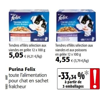 Promotions Purina felix toute l`alimentation pour chat en sachet fraîcheur - Purina - Valide de 07/11/2018 à 20/11/2018 chez Colruyt