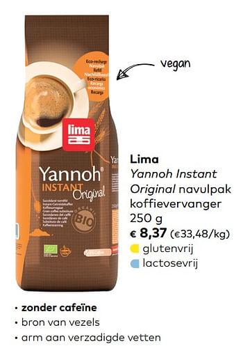 Promoties Lima yannoh instant original navulpak koffievervanger - Lima - Geldig van 07/11/2018 tot 04/12/2018 bij Bioplanet