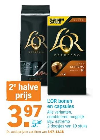 Promoties L`or bonen en capsules estremo - Douwe Egberts - Geldig van 12/11/2018 tot 18/11/2018 bij Albert Heijn
