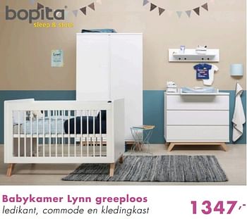 Promoties Babykamer lynn greeploos ledikant, commode en kledingkast - Bopita - Geldig van 11/11/2018 tot 17/11/2018 bij Baby & Tiener Megastore
