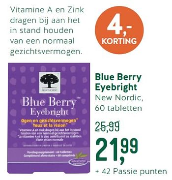Promoties Blue berry eyebright - New Nordic - Geldig van 12/11/2018 tot 05/12/2018 bij Holland & Barret