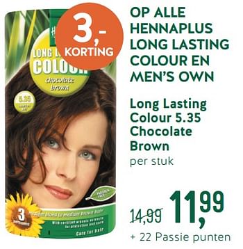 Promoties Long lasting colour 5.35 chocolate brown - Henna Plus - Geldig van 12/11/2018 tot 05/12/2018 bij Holland & Barret