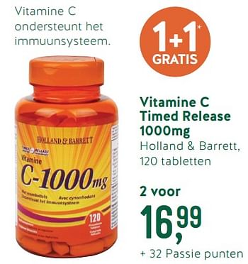 Promoties Vitamine c timed release 1000mg - Huismerk - Holland & Barrett - Geldig van 12/11/2018 tot 05/12/2018 bij Holland & Barret