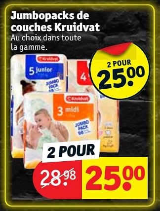 Promotions Jumbopacks de couches kruidvat - Produit maison - Kruidvat - Valide de 13/11/2018 à 25/11/2018 chez Kruidvat