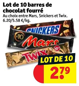 Promotions Lot de 10 barres de chocolat fourré - Snickers - Valide de 13/11/2018 à 25/11/2018 chez Kruidvat
