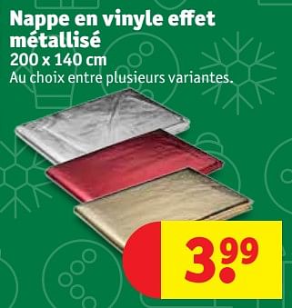 Promotions Nappe en vinyle effet métallisé - Produit maison - Kruidvat - Valide de 13/11/2018 à 25/11/2018 chez Kruidvat