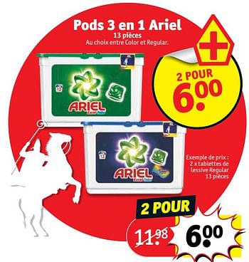 Promoties Tablettes de lessive regular - Ariel - Geldig van 13/11/2018 tot 25/11/2018 bij Kruidvat