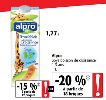 Promoties Alpro soya boisson de croissance 1-3 ans - Alpro - Geldig van 07/11/2018 tot 20/11/2018 bij Colruyt