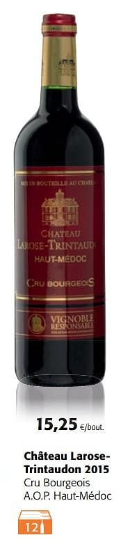 Promoties Château larosetrintaudon 2015 cru bourgeois a.o.p. haut-médoc - Rode wijnen - Geldig van 07/11/2018 tot 20/11/2018 bij Colruyt