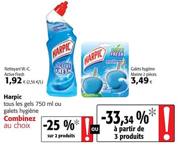 Promotions Harpic tous les gels ou galets hygiène - Harpic - Valide de 07/11/2018 à 20/11/2018 chez Colruyt
