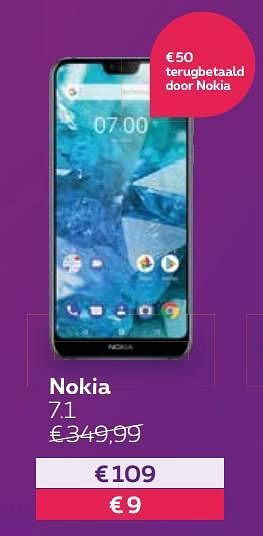 Promoties Nokia 7.1 - Nokia - Geldig van 12/11/2018 tot 31/01/2019 bij Proximus