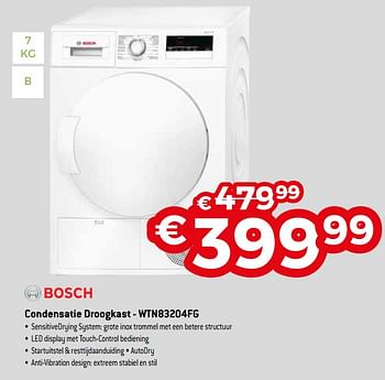 Promoties Bosch condensatie droogkast - wtn83204fg - Bosch - Geldig van 16/11/2018 tot 18/11/2018 bij Exellent