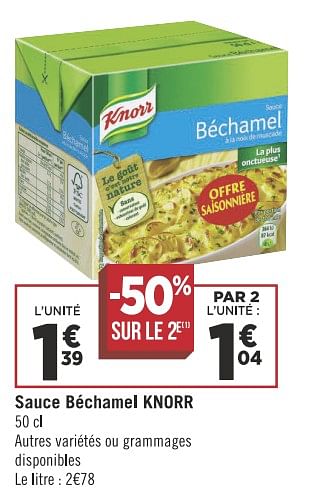 Promotions Sauce béchamel knorr - Knorr - Valide de 13/11/2018 à 25/11/2018 chez Géant Casino