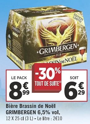 Promotions Bière brassin de noël grimbergen 6,5% - Grimbergen - Valide de 13/11/2018 à 25/11/2018 chez Géant Casino