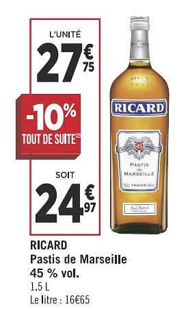 Promotions Ricard pastis de marseille - Ricard - Valide de 13/11/2018 à 25/11/2018 chez Géant Casino