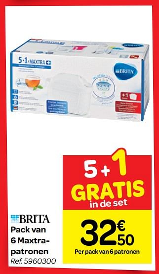 Promoties Pack van 6 maxtrapatronen - Brita - Geldig van 14/11/2018 tot 20/11/2018 bij Carrefour