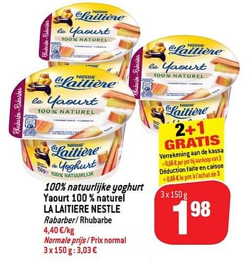 Promoties 100% natuurlijke yoghurt yaourt 100 % naturel - La Laitiere - Geldig van 14/11/2018 tot 20/11/2018 bij Match