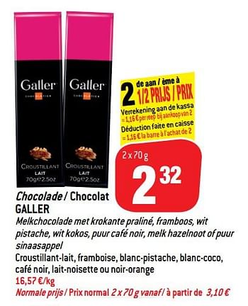 Promoties Chocolade - chocolat - Galler - Geldig van 14/11/2018 tot 20/11/2018 bij Match