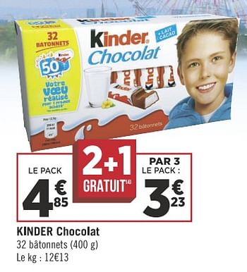 Promotions Kinder chocolat - Kinder - Valide de 13/11/2018 à 25/11/2018 chez Géant Casino