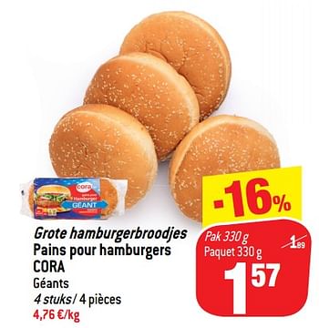 Promotions Grote hamburgerbroodjes pains pour hamburgers - Produit maison - Match - Valide de 14/11/2018 à 20/11/2018 chez Match