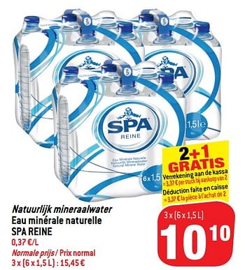 Promotions Natuurlijk mineraalwater eau minérale naturelle spa reine - Spa - Valide de 14/11/2018 à 20/11/2018 chez Match