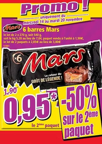 Promoties 6 barres mars - Mars - Geldig van 14/11/2018 tot 20/11/2018 bij Norma