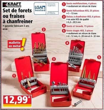 Promoties Kraft werkzeuge set de forets ou fraises à chanfreiner - Kraft Werkzeuge - Geldig van 14/11/2018 tot 20/11/2018 bij Norma