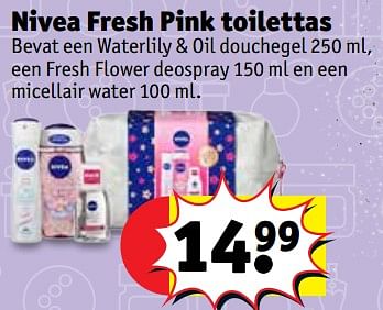 Promoties Nivea fresh pink toilettas - Nivea - Geldig van 13/11/2018 tot 25/11/2018 bij Kruidvat