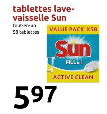 Promotions Tablettes lavevaisselle sun - Sun - Valide de 14/11/2018 à 20/11/2018 chez Action