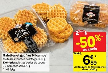 Promotions Galettes et gaufres milcamps - Produit maison - Carrefour  - Valide de 14/11/2018 à 20/11/2018 chez Carrefour